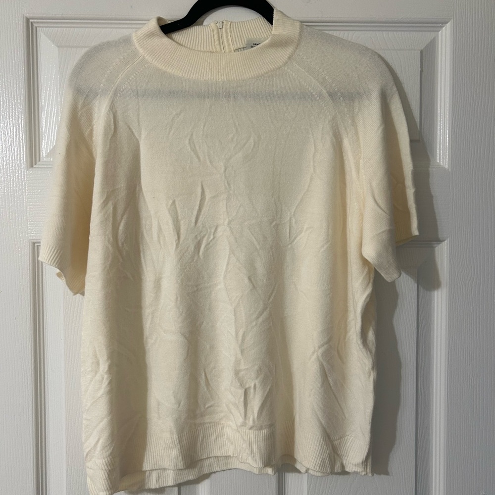 Cream Short Sleeve Sweater